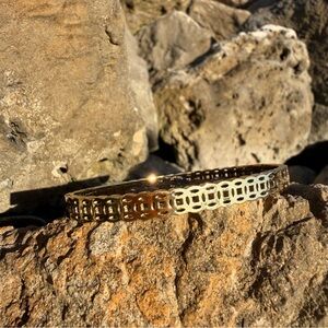 Money catcher cut out bangle bracelet 18K GP Good-luck,wealth prosperity